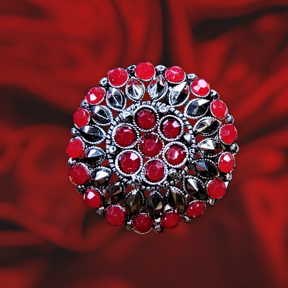 Unique Oxidized Rings | Adjustable & Stylish Round Red Ring casuals ethnic office party Ring Trincket Jewellry Jewelry Jewellery