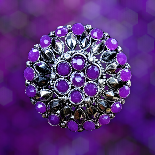 Oxidized Rings Round Purple Jewelry Ring Trincket