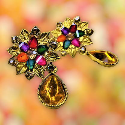 Colored Stones Flower Earrings Earrings casuals Ear Rings Earrings ethnic office party Trincket Jewellry Jewelry Jewellery