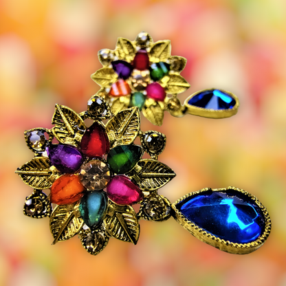 Colored Stones Flower Earrings Earrings casuals Ear Rings Earrings ethnic office party Trincket Jewellry Jewelry Jewellery