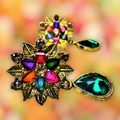 Colored Stones Flower Earrings Earrings casuals Ear Rings Earrings ethnic office party Trincket Jewellry Jewelry Jewellery
