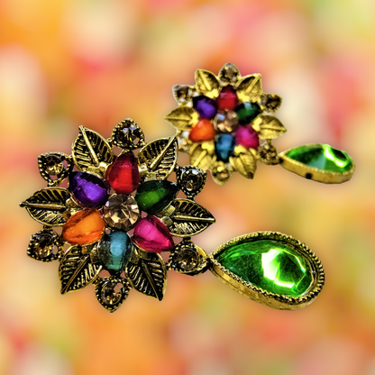 Colored Stones Flower Earrings Earrings casuals Ear Rings Earrings ethnic office party Trincket Jewellry Jewelry Jewellery