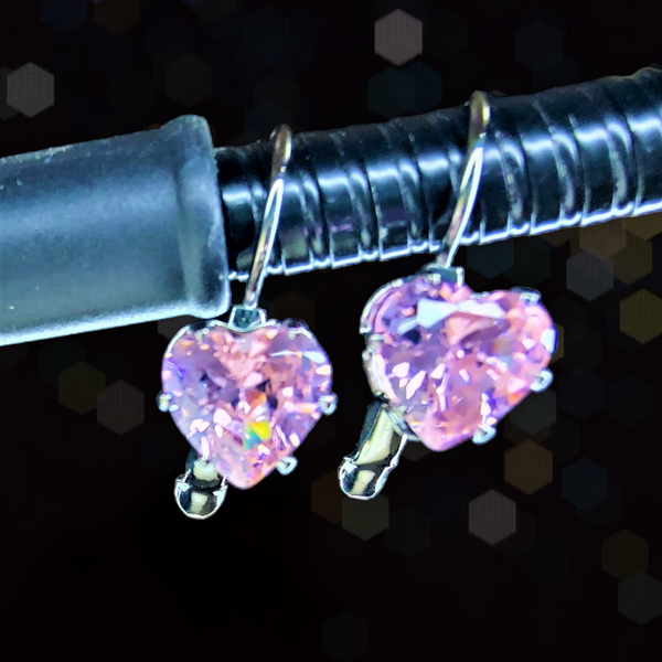 Tiny Studded Hoops Pink Heart Shape Jewelry Ear Rings Earrings Trincket