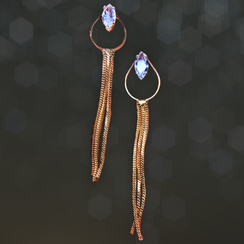 Stone and Chain Earrings Golden Drop Jewelry Ear Rings Earrings Trincket