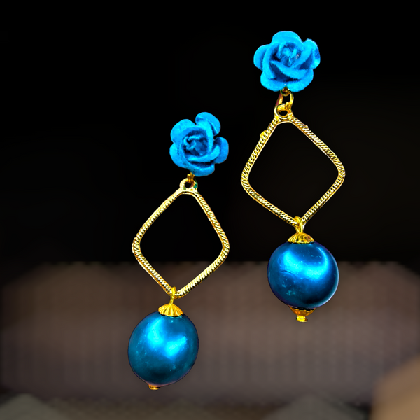 Rose Danglers Light Blue Jewelry Ear Rings Earrings Trincket