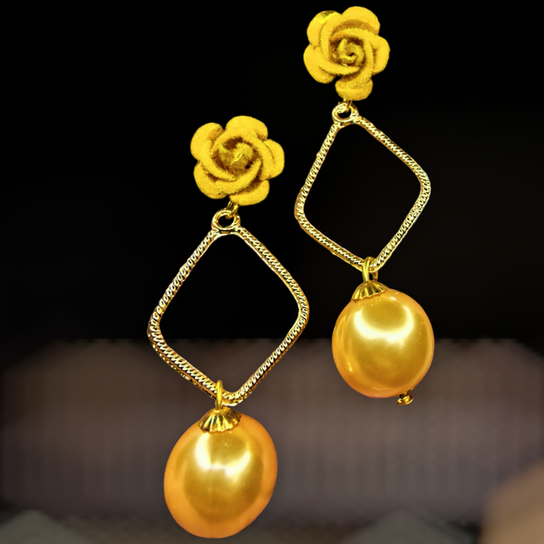 Rose Danglers Yellow Jewelry Ear Rings Earrings Trincket