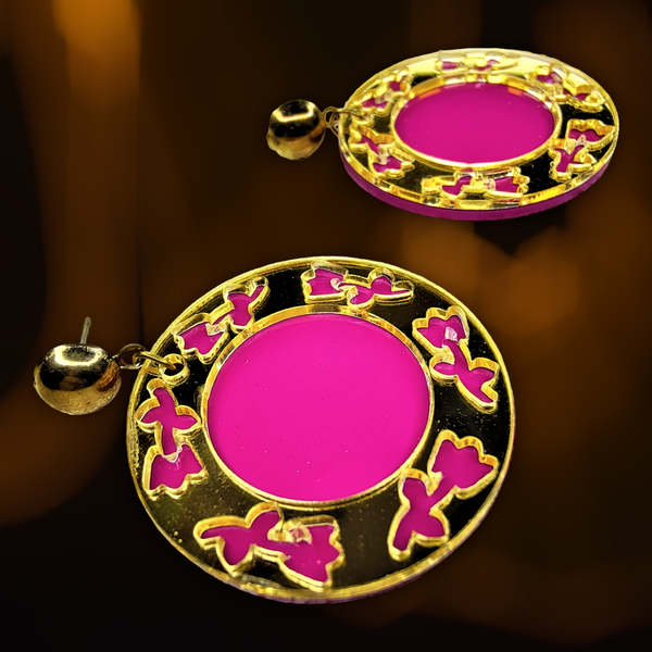 Round Golden Earrings Pink Jewelry Ear Rings Earrings Trincket
