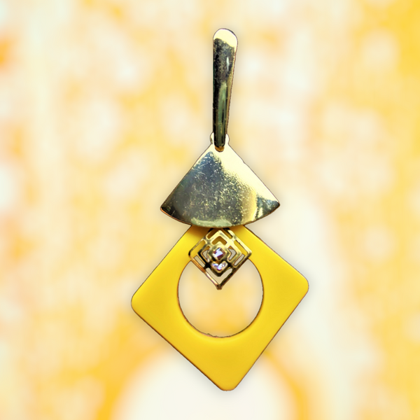 Diamond Shaped Plastic Danglers Yellow Jewelry Ear Rings Earrings Trincket