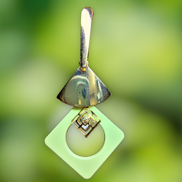 Diamond Shaped Plastic Danglers Green Jewelry Ear Rings Earrings Trincket
