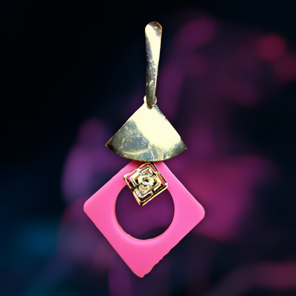 Diamond Shaped Plastic Danglers Dark Pink Jewelry Ear Rings Earrings Trincket