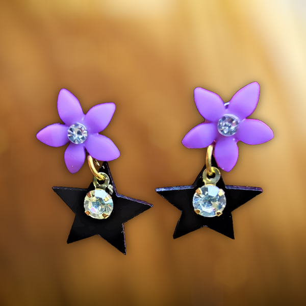 Flower & Star Earrings Purple Jewelry Ear Rings Earrings Trincket