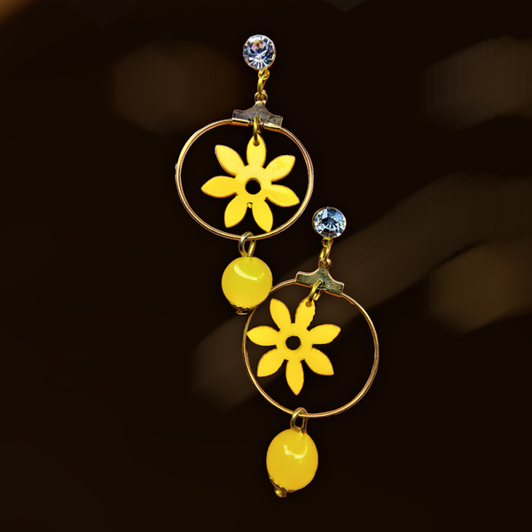 Cute Flower Danglers Yellow Jewelry Ear Rings Earrings Trincket