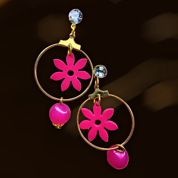 Cute Flower Danglers Pink Jewelry Ear Rings Earrings Trincket