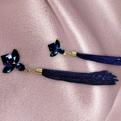 Korean Glass Bead & Chain Earrings Jewelry Ear Rings Earrings Trincket