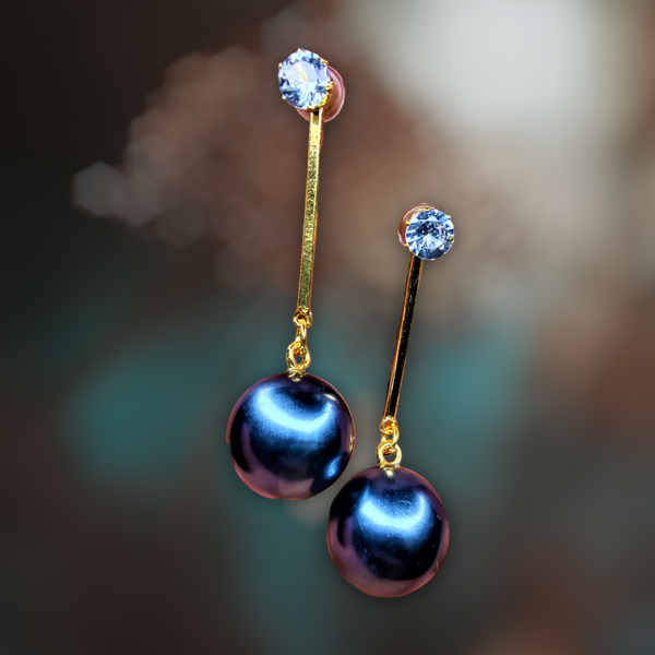 Metallic Bead Danglers Blue Jewelry Ear Rings Earrings Trincket