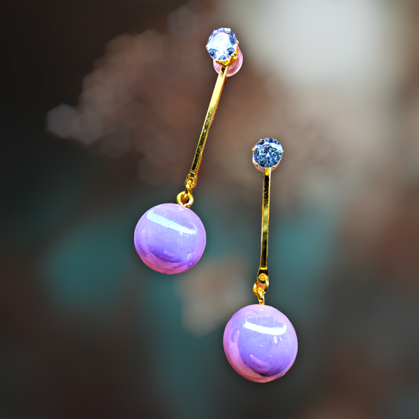 Metallic Bead Danglers Light Purple Jewelry Ear Rings Earrings Trincket