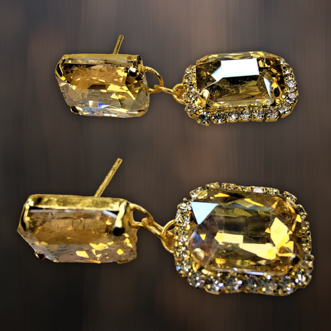 Rectangular Glass Stone Earrings Brown Jewelry Ear Rings Earrings Trincket