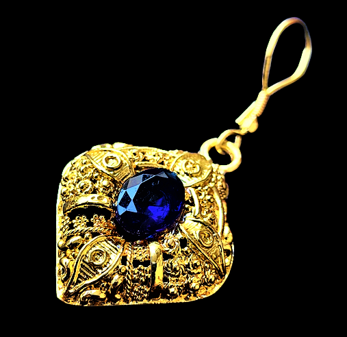 Gold and Blue Pendant Set Jewelry Set Trincket
