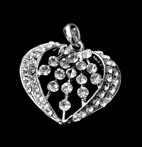 Silver Small Stone Heart Pendant Set Jewelry Set Trincket