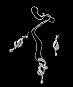 Silver Small Stone Spiral Pendant Set Jewelry Set Trincket