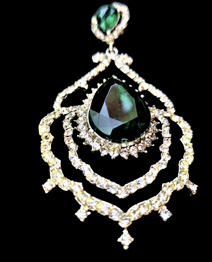 White and Green Small Stone Pendant Set Jewelry Set Trincket