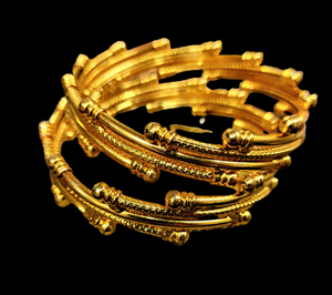 Golden, Diagonal Stripes Kade (Set of 2) Jewelry Bracelet Trincket