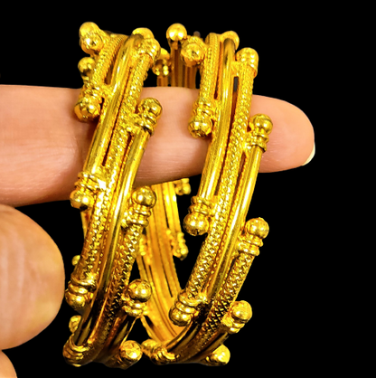 Golden, Diagonal Stripes Kade (Set of 2) Gold Bracelet antitarnish Bracelet ethnic Trincket Jewellry Jewelry Jewellery