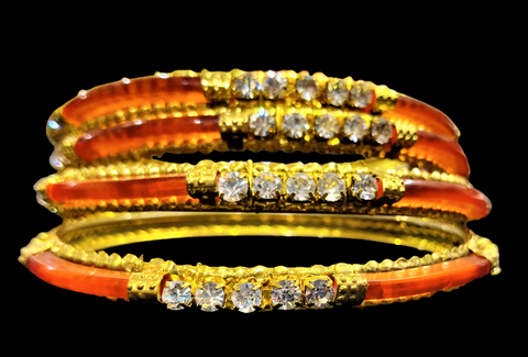 Gold and Orange Kade (Set of 4) Orange Jewelry Bracelet Trincket