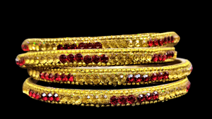 Red and Golden Bangles (Set of 4) Jewelry Bracelet Trincket