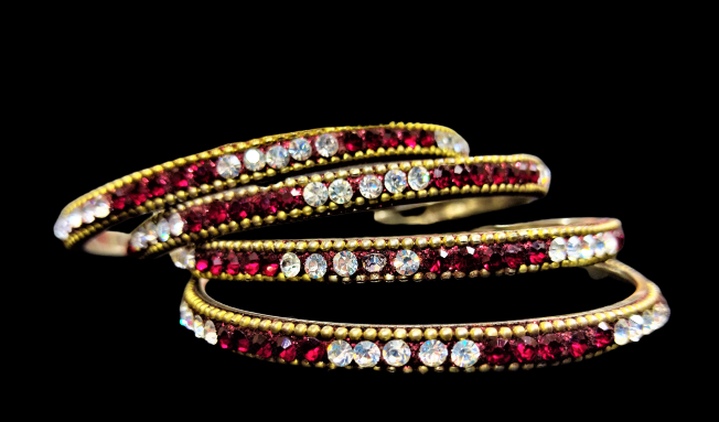 White and Maroon Bangles (Set of 4) Jewelry Bracelet Trincket