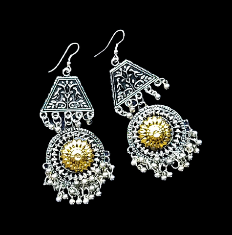 Silver and gold round shape earrings Jewelry Ear Rings Earrings Trincket