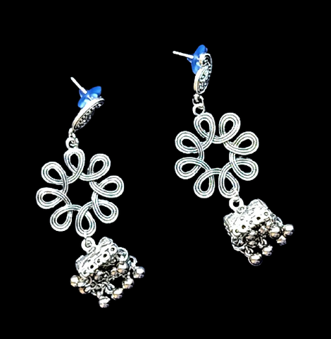 Flower shape Box jhumki Silver Jewelry Ear Rings Earrings Trincket