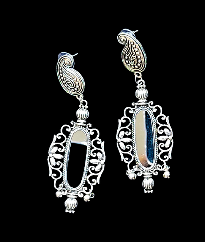 Oval Shape Mirror Earrings Jewelry Ear Rings Earrings Trincket