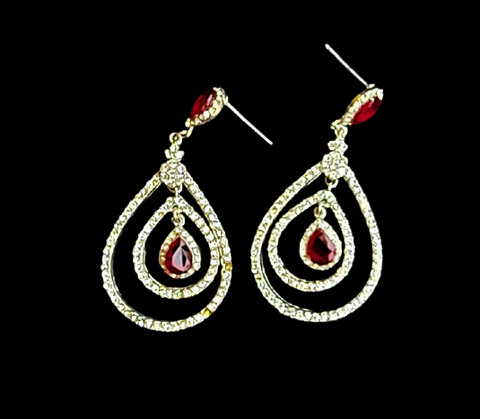 White and Red Small Stone Earrings Jewelry Ear Rings Earrings Trincket
