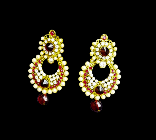 White and Red Small Stone Pearl Earrings Jewelry Ear Rings Earrings Trincket