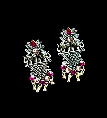 Oxidized Lotus Earrings Pink Jewelry Ear Rings Earrings Trincket