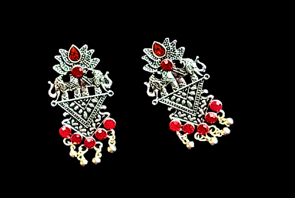 Oxidized Lotus Earrings Red Jewelry Ear Rings Earrings Trincket