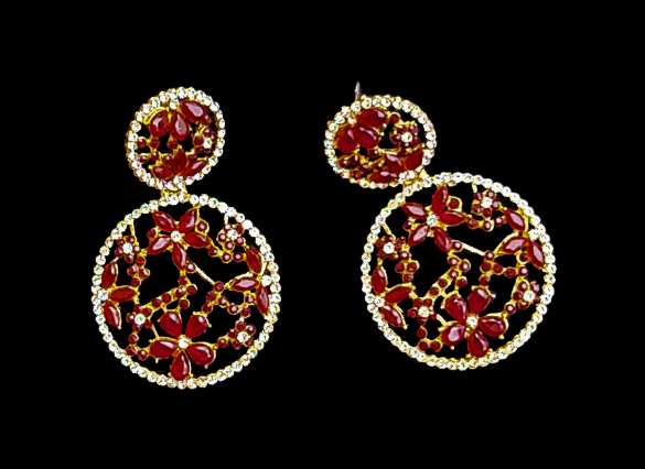 Flower pattern round earrings Wine Jewelry Ear Rings Earrings Trincket