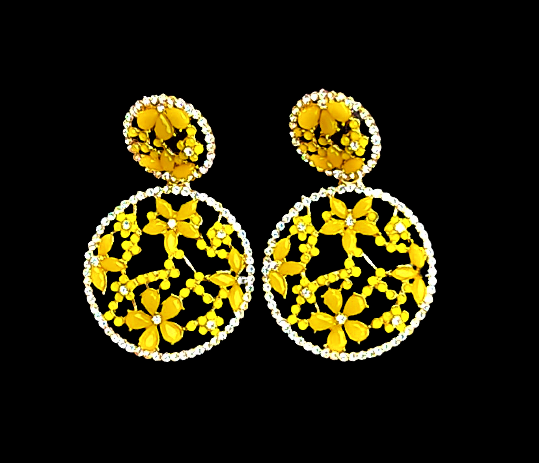 Flower pattern round earrings Yellow Jewelry Ear Rings Earrings Trincket