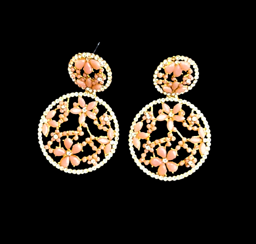 Flower pattern round earrings Peach Jewelry Ear Rings Earrings Trincket