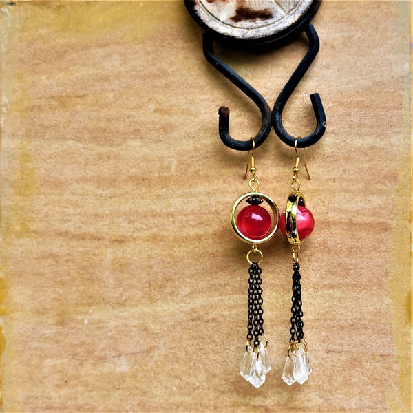 Single Bead Dangles Red Jewelry Ear Rings Earrings Trincket