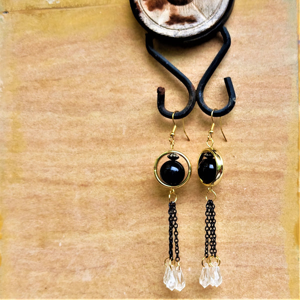 Single Bead Dangles Black Jewelry Ear Rings Earrings Trincket