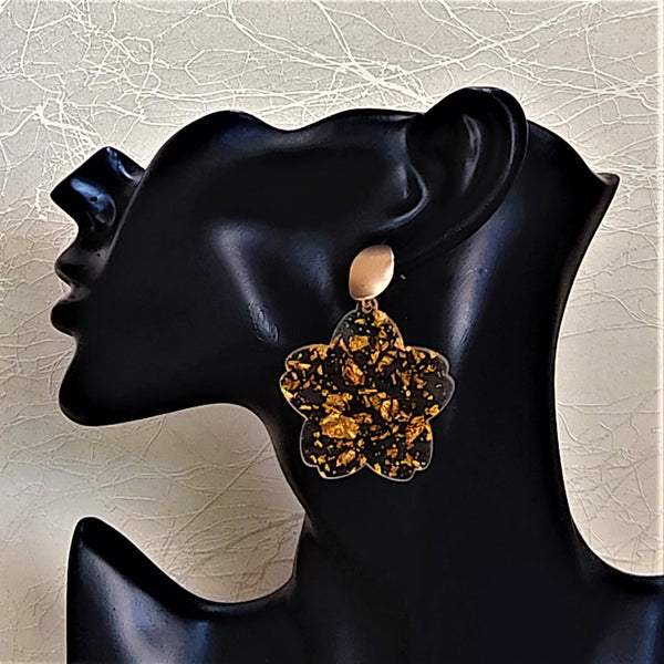 Transparent Plastic Earrings with Golden Print Jewelry Ear Rings Earrings Trincket