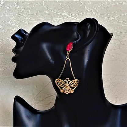Glass Stone Butterfly Dangles Earrings Ear Rings Earrings party Trincket Jewellry Jewelry Jewellery