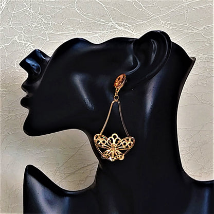 Glass Stone Butterfly Dangles Earrings Ear Rings Earrings party Trincket Jewellry Jewelry Jewellery