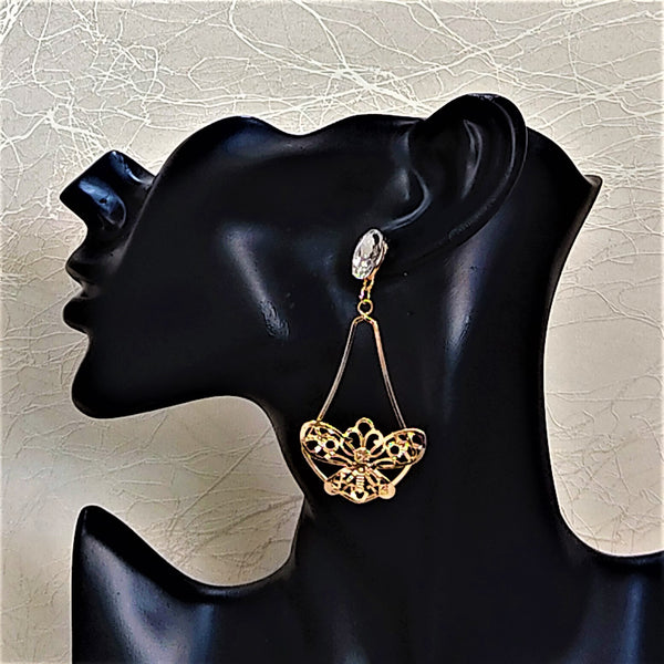 Glass Stone Butterfly Dangles Jewelry Ear Rings Earrings Trincket