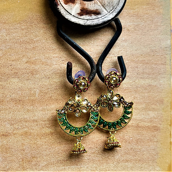 Traditional Chaandbaali Jhumki Earrings Dark Green Jewelry Ear Rings Earrings Trincket