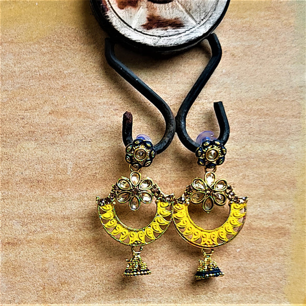 Traditional Chaandbaali Jhumki Earrings Yellow Jewelry Ear Rings Earrings Trincket