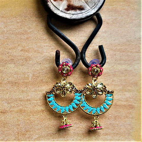 Traditional Chaandbaali Jhumki Earrings Light Blue Jewelry Ear Rings Earrings Trincket