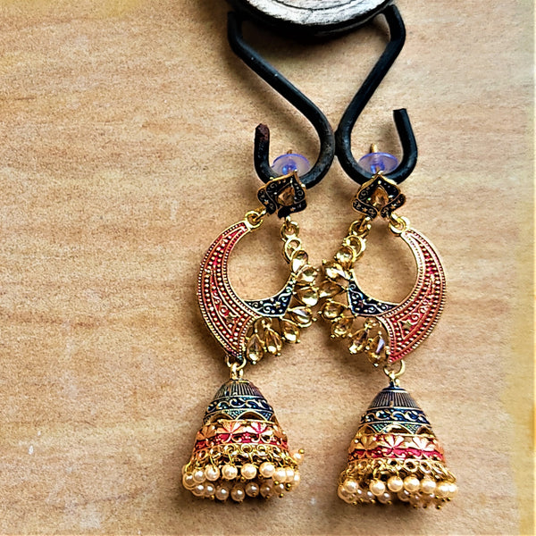 Long length traditional Fancy Jhumki Red and Blue Jewelry Ear Rings Earrings Trincket